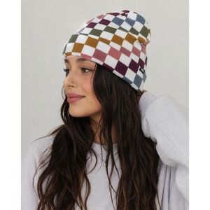 Vans Beanie Unisex OSFM Multicolor Checkerboard Knit Skater Streetwear Hat